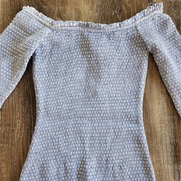 Caroline Constas Tilly Dress Blue White Mini Polka Dot Small Off the Shoulder - Picture 9 of 14